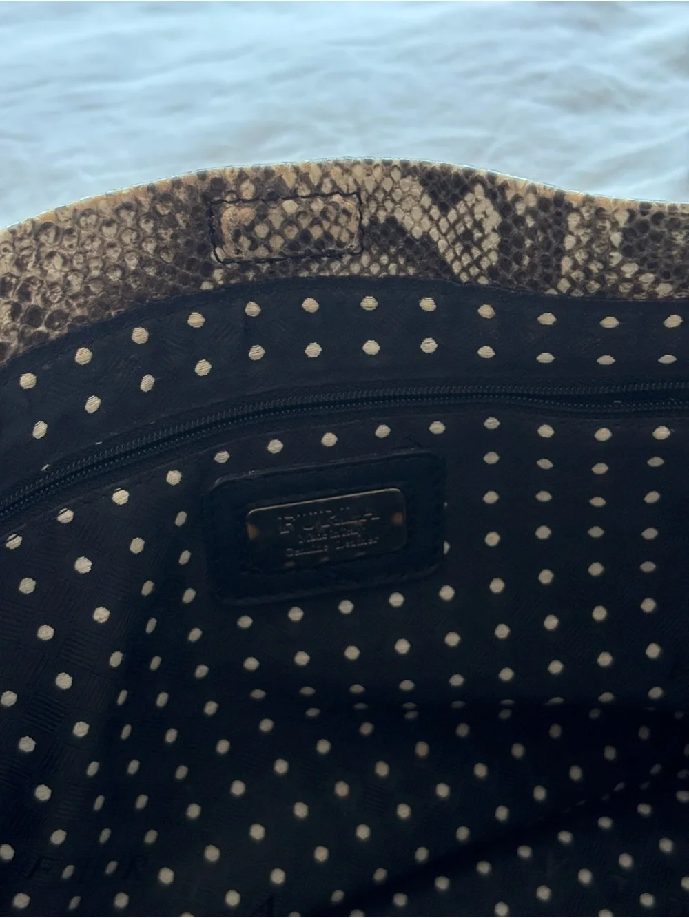 Vintage Furla Black Pure with Snake Print Trim